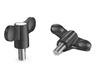 Butterfly knob with threaded spindle D-55mm M8