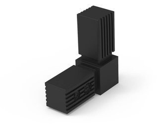 Eckverbinder (ohne Versatz) für 2 quadratische Profile (Typ L) A-20mm B-20mm, 2,0mm, schwarz