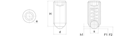 Západka se závitem s kuličkou o velké přítlačné síle a šestihrannou zásuvkou H-43mm SW-10 d1-M20