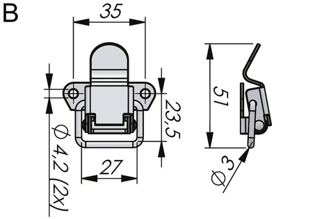 Hakenverschluss mit Löchern, Typ B, Edelstahl