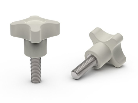 Kreuzknopf mit Gewindestift D-40mm M8 x 30mm, RAL9002 (karpatenweiß)