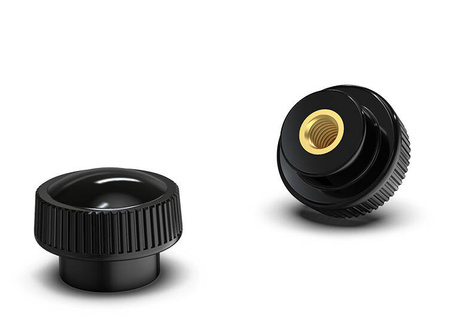 Knurled knob with threaded bushing, blind hole D-26mm M6