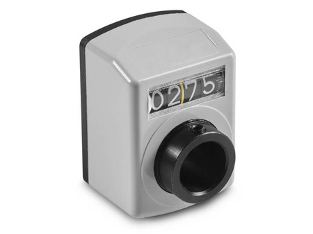 4-stellige Positionsanzeige (0,000), vertikal, unten, d1-14mm, Schritt-12,5, Drehung nach links, Farbe grau