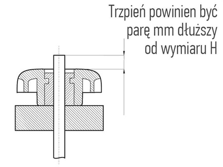 Pokrętło szybkomocujące wg DIN 6336 z metalowym odsadzeniem D-50mm M10