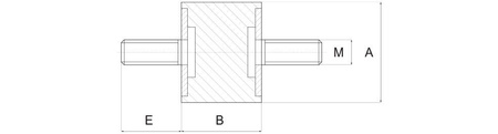 Vibration isolator type A; 60ShA; A=30 B=15; M8x14 stainless steel