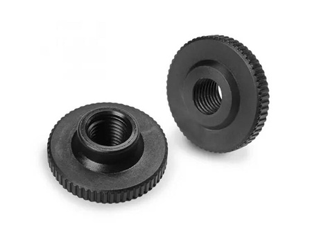 Knurled flat knob with threaded through hole D-60mm M24