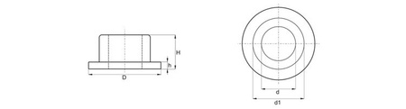 Flanged bushing D-6.2mm d1-4mm d-2.6mm H-3mm h-1.3mm