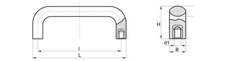 Uchwyt pałąkowy aluminiowy z tulejami gwintowanymi L - 141 M6