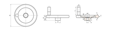 Koło ręczne aluminiowe pełne z rękojeścią obrotową stałą D-100mm D10, powierzchnia lakierowana na czarno (RAL 9011)