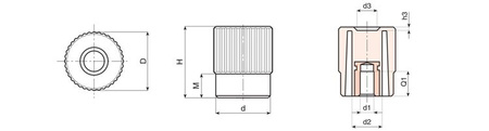 Knurled knob with a smooth sleeve D-41mm D5