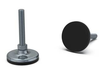 Adjustable foot made of galvanized steel, anti-slip, D-60mm, M12 x 50mm.