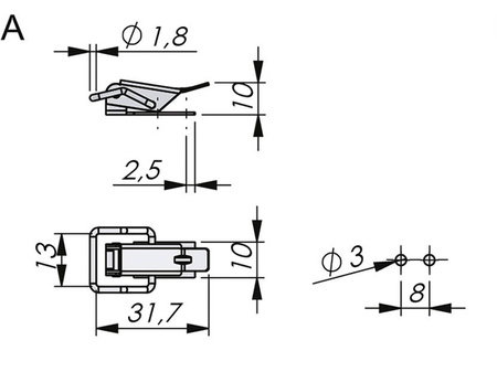 Hakenverschluss mit Löchern, Typ A, verzinkter Stahl