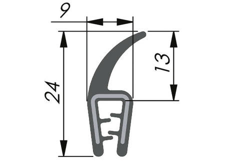 Uszczelka krawędziowa EPDM, płetwa górna, 1,0-2,5mm, 3x50mb