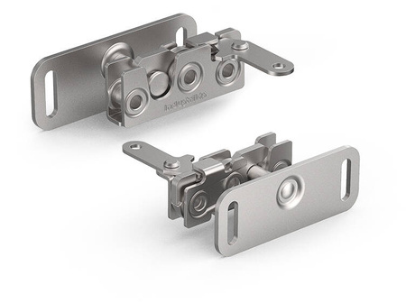 Rotary latch with a perpendicular lever, with an anti-vibration bushing, two-stage latch, M6 mounting hole, right version, plate with pin.