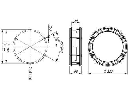 Revizní okénko kulaté 223 mm, A-48 mm