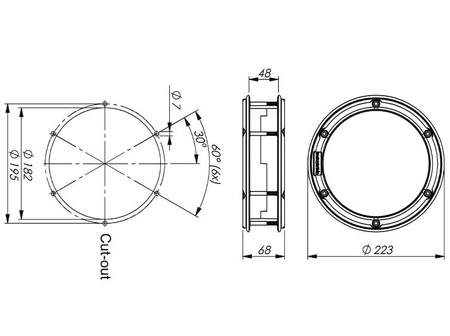 Runde Revisionsklappe 223 mm, A-48 mm