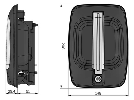Latch lock with a simple black handle, three-point adapter for the bolt