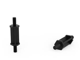 Tuleja dystansowa z tworzywa d1-M4 L-28mm SW-8, kolor czarny