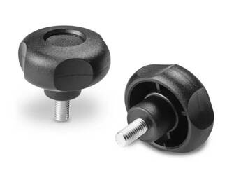 Pokrętło gwiazdowe z trzpieniem gwintowanym D-52mm M6 x 16mm