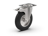 Swivel caster set with brake, mounting plate, roller bearing, rubber wheel D-160mm a-25mm