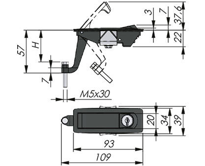 Zamek kompresyjny dociskowy z regulowanym zakresem chwytu 23-46 mm, z blokadą