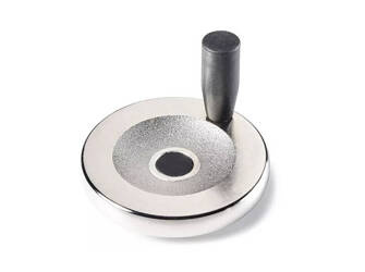 Aluminium-Handrad voll mit fester Drehgriff D-200mm D16, vernickelte Oberfläche