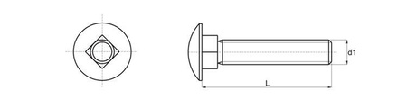Houbový šroub s čtvercovým odstupem M6 x 20mm, DIN 603