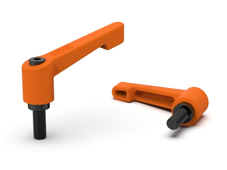 Verstellbarer Hebel mit Gewindestift R-78mm M8 x 55mm, verstärkte Version, schlankes Design, RAL2004 (orange)