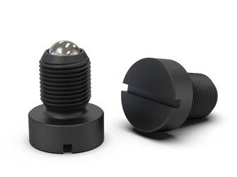 Gewindeschnapper mit Kugel und Flansch, aus Stahl, mit Schlitz für Schraubendreher, H-16mm, d1-M10