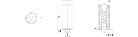 Threaded latch with pin and internal hexagon with high clamping force H-20mm, d1-M6