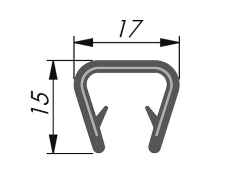 PVC-Kantenschutz, 17x15mm, 10-12mm, 100m