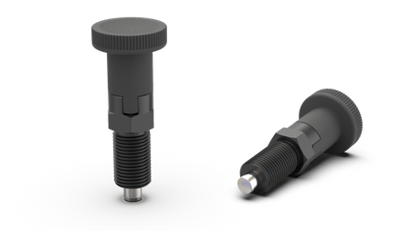 Feststellstift D-25mm d2-M12x1,5mm SW-14 d1-6mm mit Edelstahlstift und Verriegelung.
