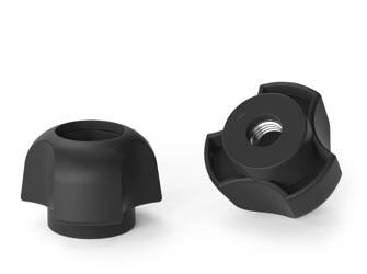 Three-arm knob with built-in nut D-31mm M6, through-hole