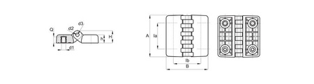 Zawias z tulejami gwintowanymi A-48mm la-30mm M6