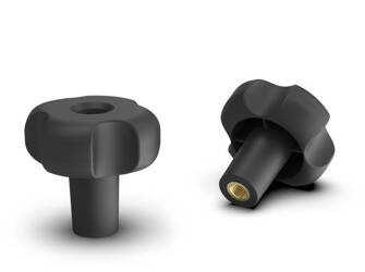 Star knob with a threaded, through bushing, with a long offset D-52mm, M8