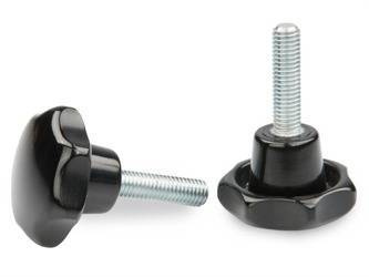 Pokrętło gwiazdowe z duroplastu z trzpieniem gwintowanym D-40mm M10 x 40mm, DIN 6336