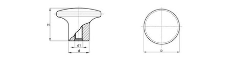 Uchwyt grzybkowy z otworem gwintowanym D-32mm M6