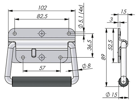 Pružinová skříňová rukojeť, nasazovací 102 mm