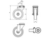 Swivel wheel set, mounting hole, plain bearing, TPA wheel D-100mm a-27mm