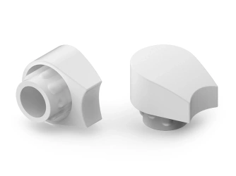 Angled glide foot with stacking protector for round profiles D-22mm Angle-(9°-14°) 1.5mm, color white