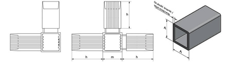 3D-Verbindungselement für 4 quadratische Profile A-13,5mm B-13,5mm, 1,25mm, schwarz