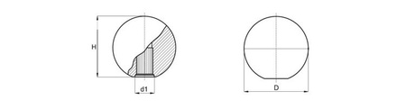 Ball handle with a mounting hole D-40mm D8