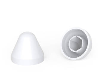 Abdeckkappe für Sanitärbefestigungen D-42mm SW-19 mit Doppelgewinde zur Verwendung mit Mutter 9.0005 und 9.0006.