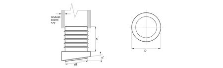 Schräger Möbelgleiter mit Filz für Rundprofile D-20mm, Winkel-(18°), 1,5mm-2,0mm, Farbe weiß