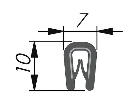 Osłona krawędzi PVC, 7x10mm, 1,0-2,0mm, 100mb