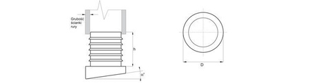 Kluzká šikmá podložka pro kulaté profily D-22mm Úhel-(15°) 2,0mm-2,5mm, barva černá