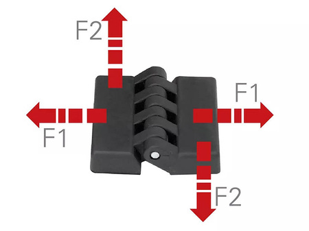 Scharnier mit einstellbarer Öffnungskraft A-45mm B-38mm I-32mm C-25,5mm d1-4,5mm