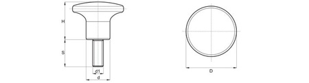 Uchwyt grzybkowy z trzpieniem gwintowanym D-22mm M4 x 15mm