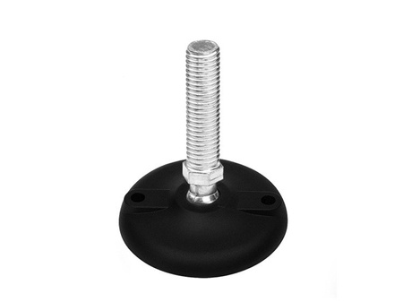 Verstellbarer Fuß mit Montageöffnungen D-80mm M12 x 100mm R-12,5mm, rutschfest.