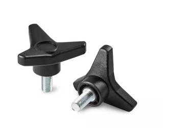 Three-arm knob with threaded pin D-85mm M8 x 40mm